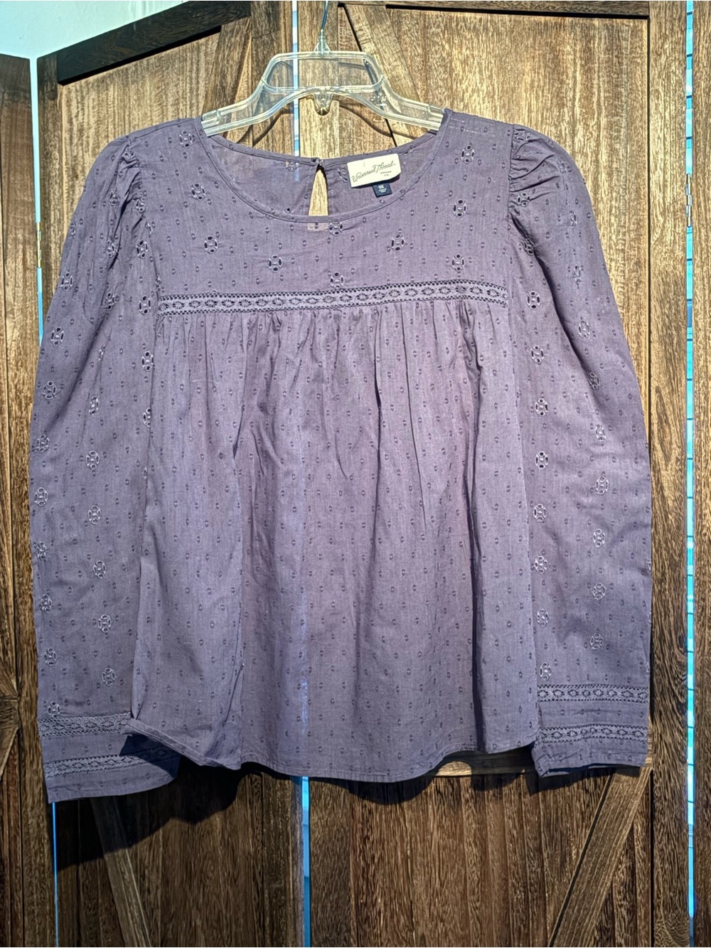 Universal Thread Dusty Blue (slightly purpleish) Eyelet Peasant Blouse